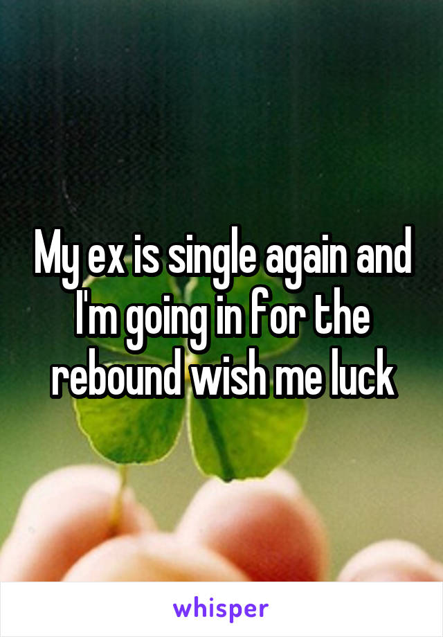 My ex is single again and I'm going in for the rebound wish me luck