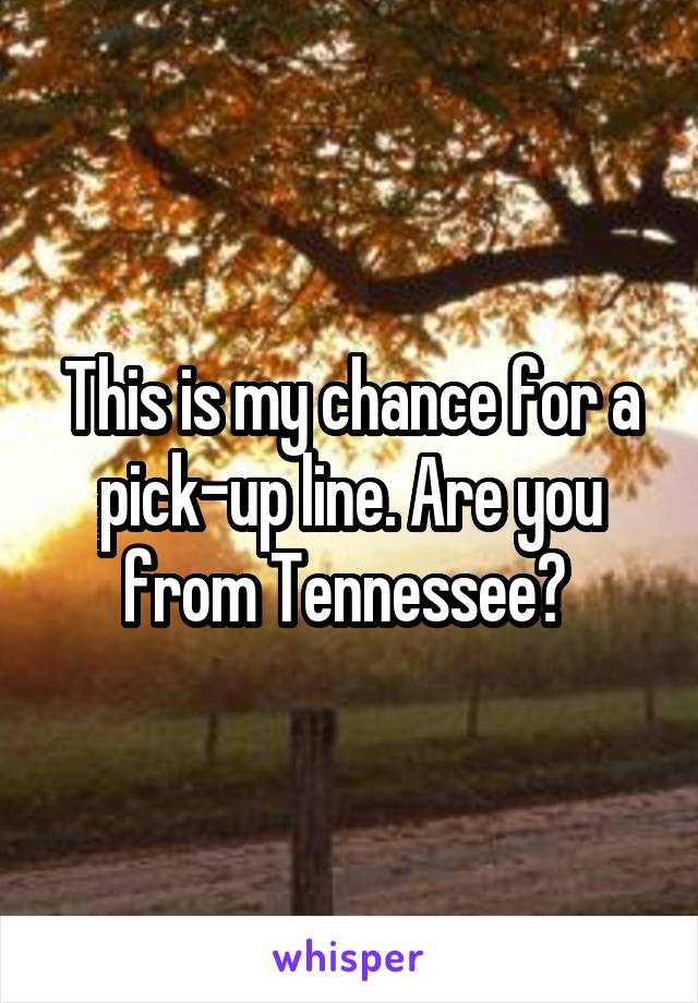 This is my chance for a pick-up line. Are you from Tennessee? 