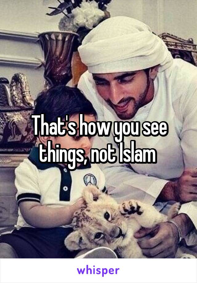 That's how you see things, not Islam 