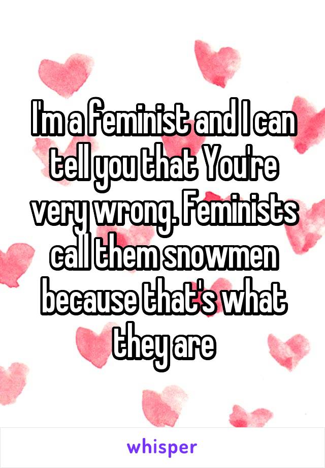 I'm a feminist and I can tell you that You're very wrong. Feminists call them snowmen because that's what they are