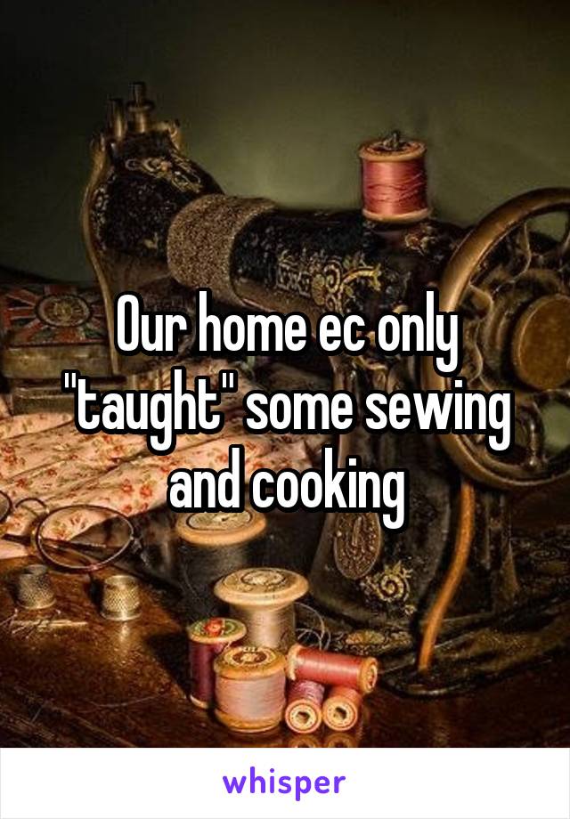 Our home ec only "taught" some sewing and cooking