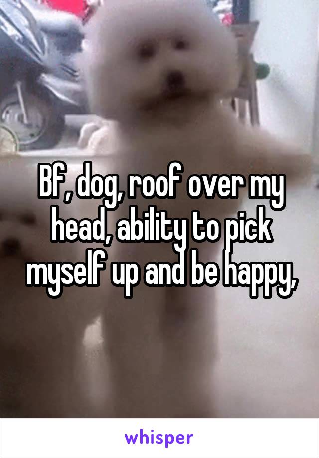 Bf, dog, roof over my head, ability to pick myself up and be happy,