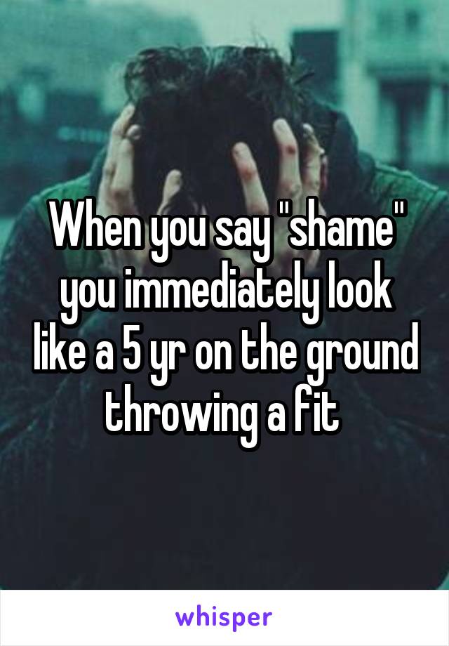 When you say "shame" you immediately look like a 5 yr on the ground throwing a fit 