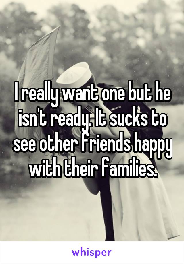 I really want one but he isn't ready. It sucks to see other friends happy with their families.