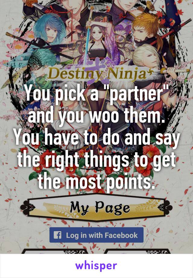 You pick a "partner" and you woo them. You have to do and say the right things to get the most points.