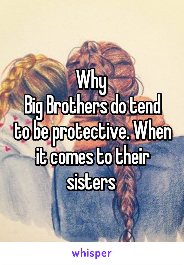 Why 
Big Brothers do tend to be protective. When it comes to their sisters 