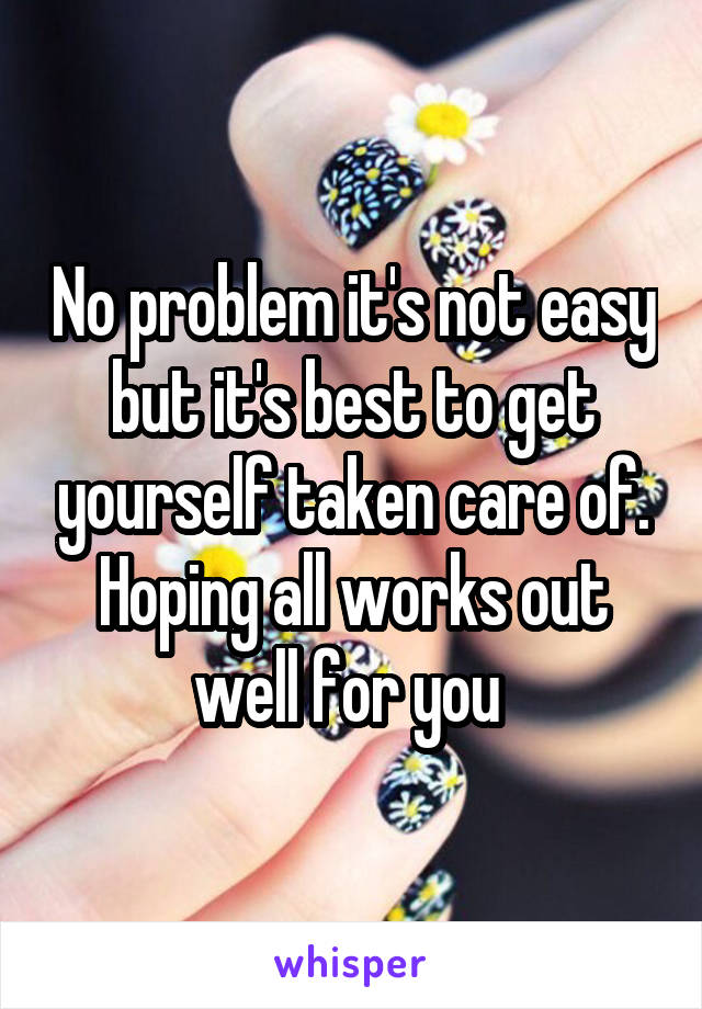 No problem it's not easy but it's best to get yourself taken care of. Hoping all works out well for you 