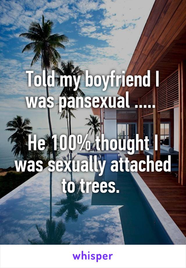 Told my boyfriend I was pansexual ..... 

He 100% thought I was sexually attached to trees. 