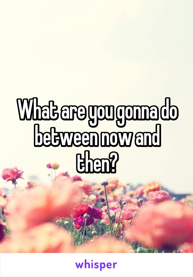What are you gonna do between now and then?