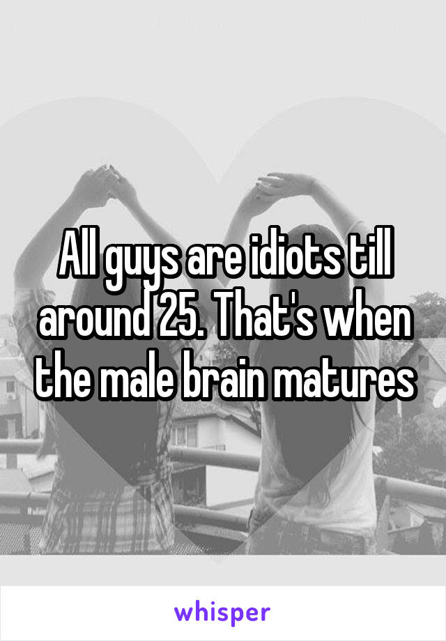 All guys are idiots till around 25. That's when the male brain matures