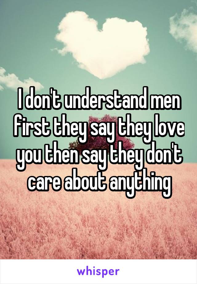 I don't understand men first they say they love you then say they don't care about anything