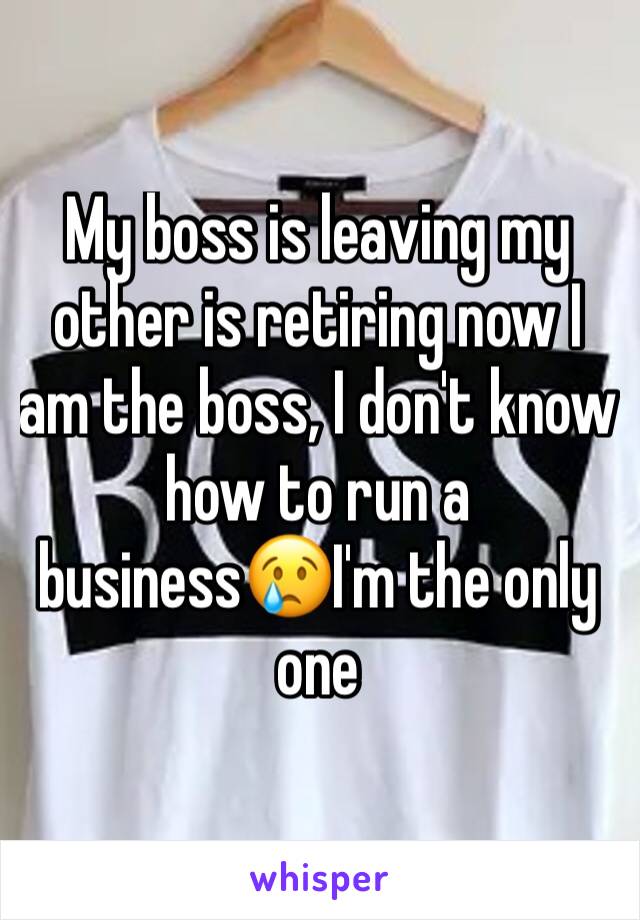 My boss is leaving my other is retiring now I am the boss, I don't know how to run a business😢I'm the only one