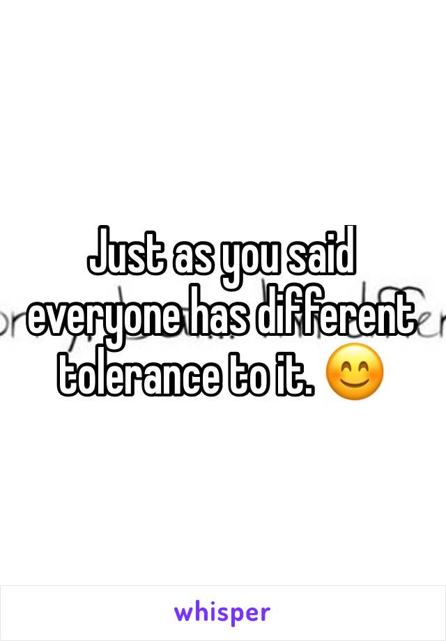 Just as you said everyone has different tolerance to it. 😊