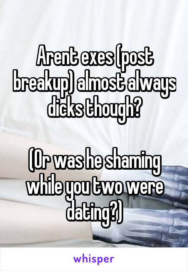 Arent exes (post breakup) almost always dicks though?

(Or was he shaming while you two were dating?)