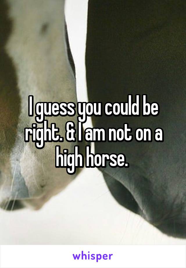 I guess you could be right. & I am not on a high horse. 