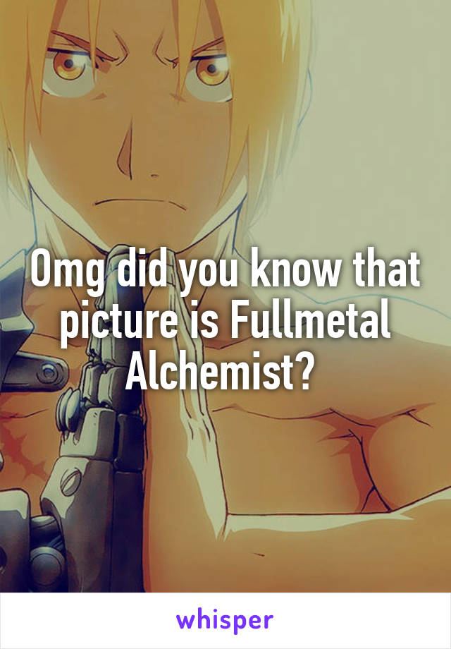 Omg did you know that picture is Fullmetal Alchemist? 