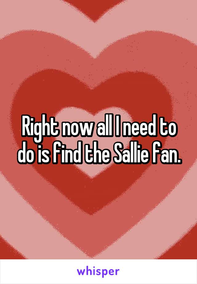 Right now all I need to do is find the Sallie fan.