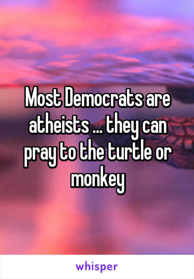 Most Democrats are atheists ... they can pray to the turtle or monkey