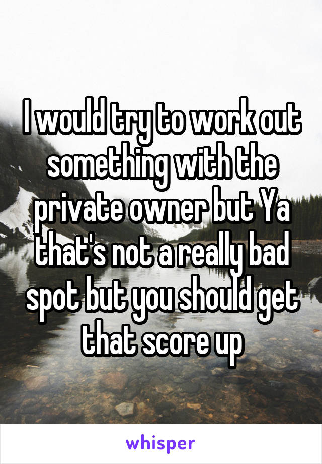 I would try to work out something with the private owner but Ya that's not a really bad spot but you should get that score up