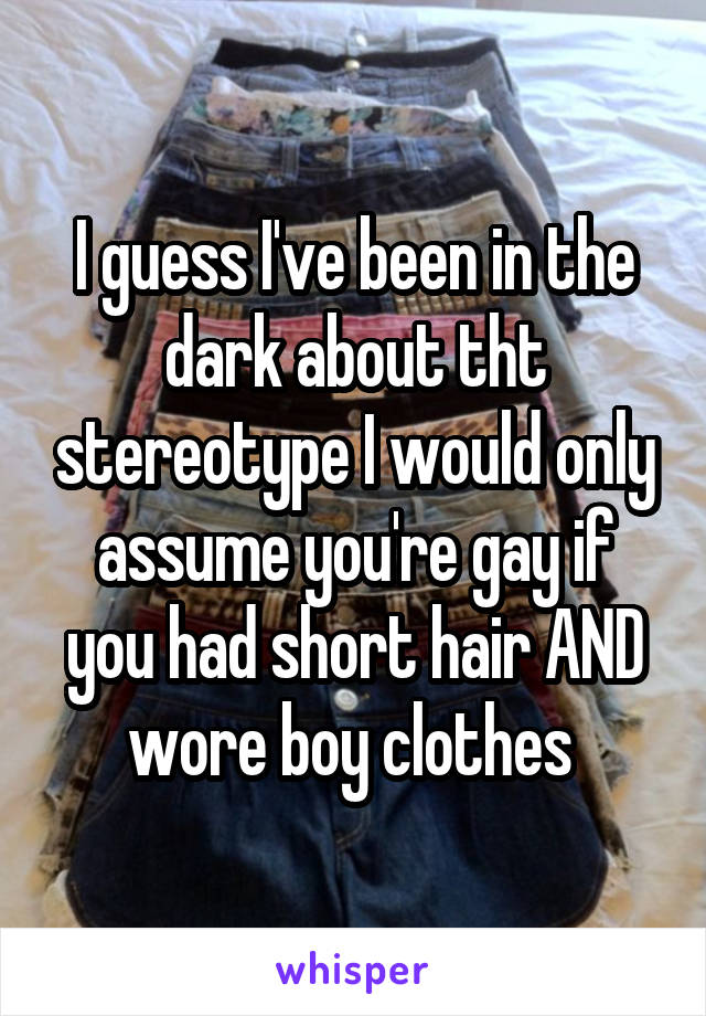 I guess I've been in the dark about tht stereotype I would only assume you're gay if you had short hair AND wore boy clothes 