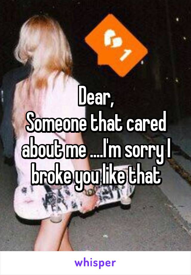 Dear,
Someone that cared about me ....I'm sorry I broke you like that