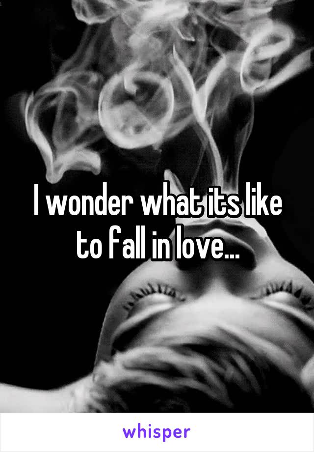 I wonder what its like to fall in love...