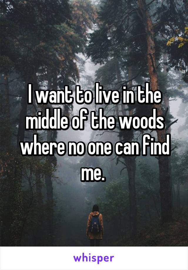 I want to live in the middle of the woods where no one can find me. 