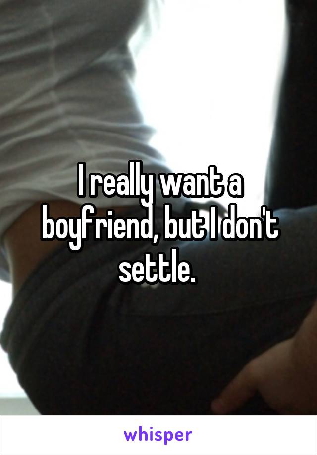 I really want a boyfriend, but I don't settle. 