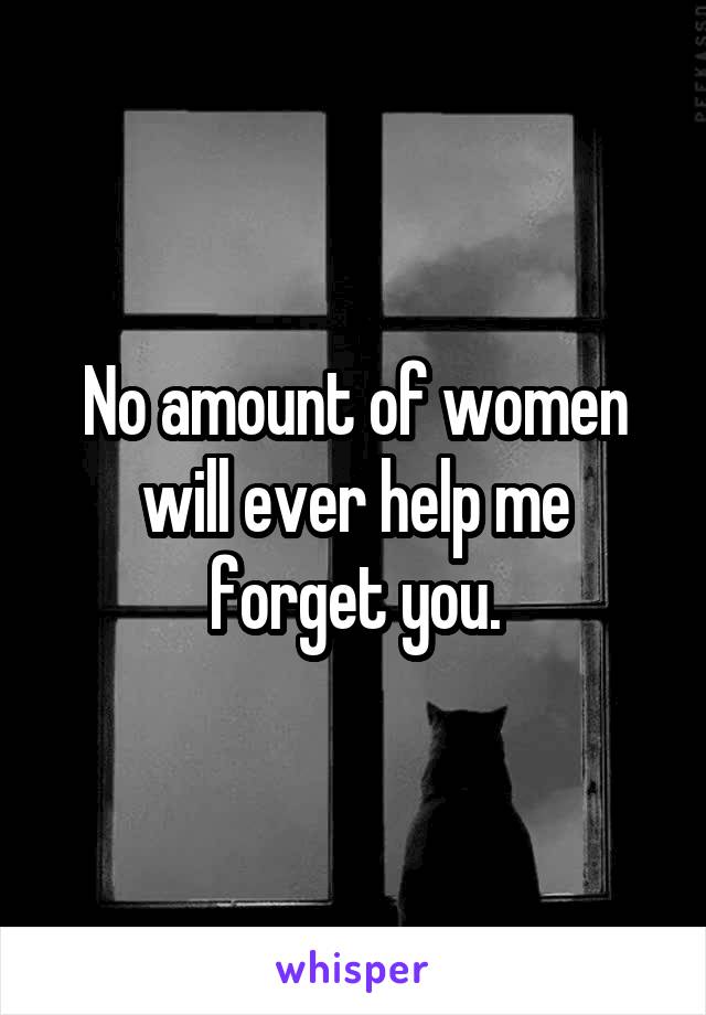 No amount of women will ever help me forget you.