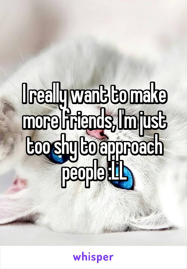 I really want to make more friends, I'm just too shy to approach people :LL