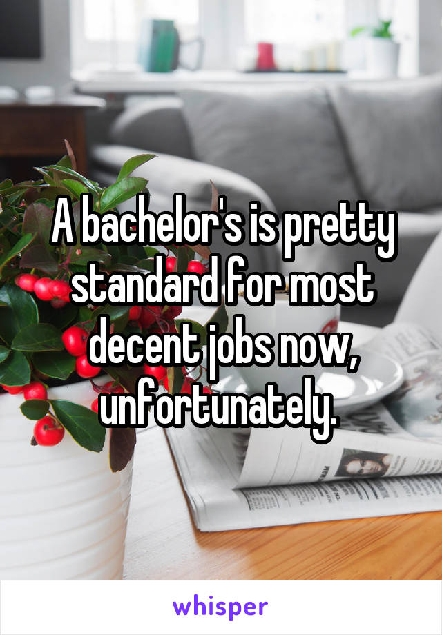 A bachelor's is pretty standard for most decent jobs now, unfortunately. 
