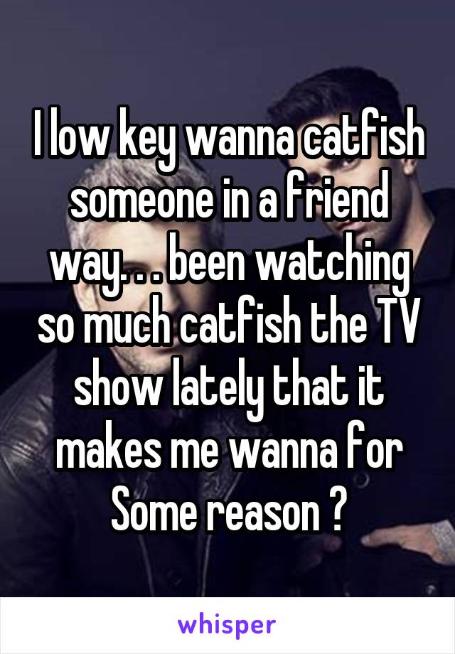I low key wanna catfish someone in a friend way. . . been watching so much catfish the TV show lately that it makes me wanna for Some reason ?