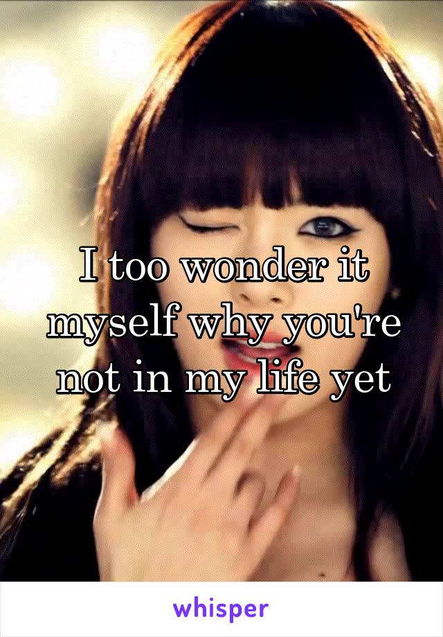 I too wonder it myself why you're not in my life yet