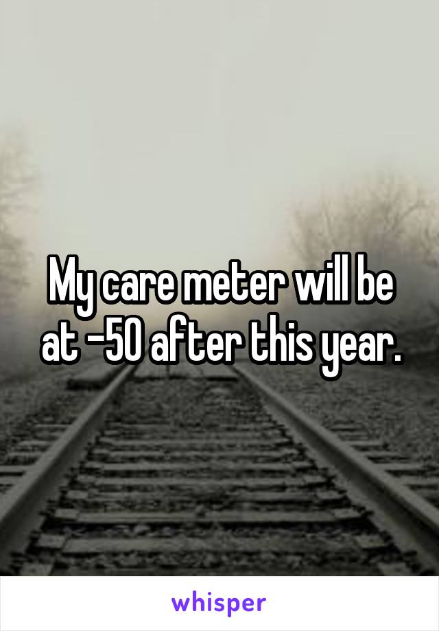 My care meter will be at -50 after this year.
