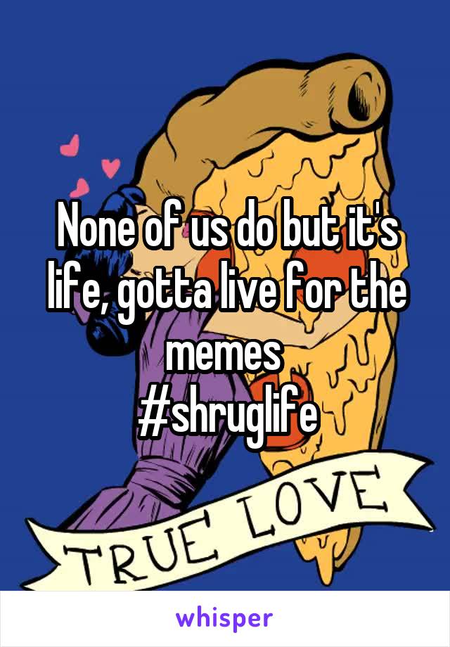 None of us do but it's life, gotta live for the memes 
#shruglife