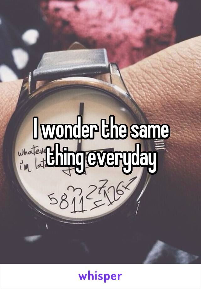 I wonder the same thing everyday