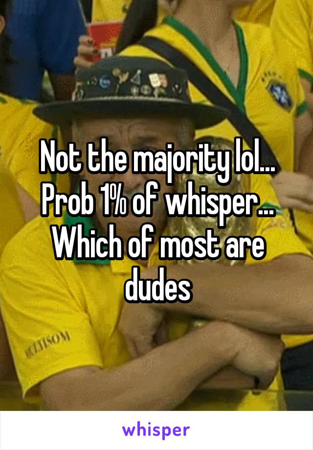 Not the majority lol... Prob 1% of whisper... Which of most are dudes