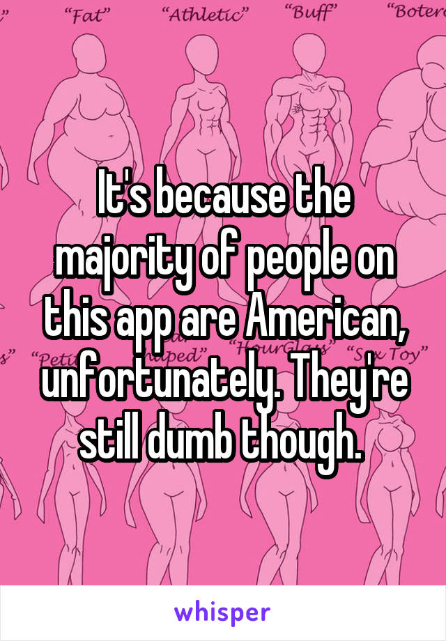 It's because the majority of people on this app are American, unfortunately. They're still dumb though. 