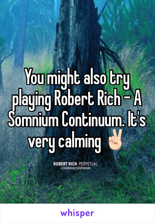 You might also try playing Robert Rich - A Somnium Continuum. It's very calming ✌🏻