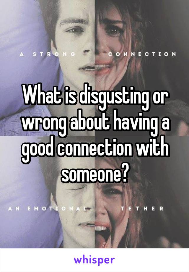 What is disgusting or wrong about having a good connection with someone?