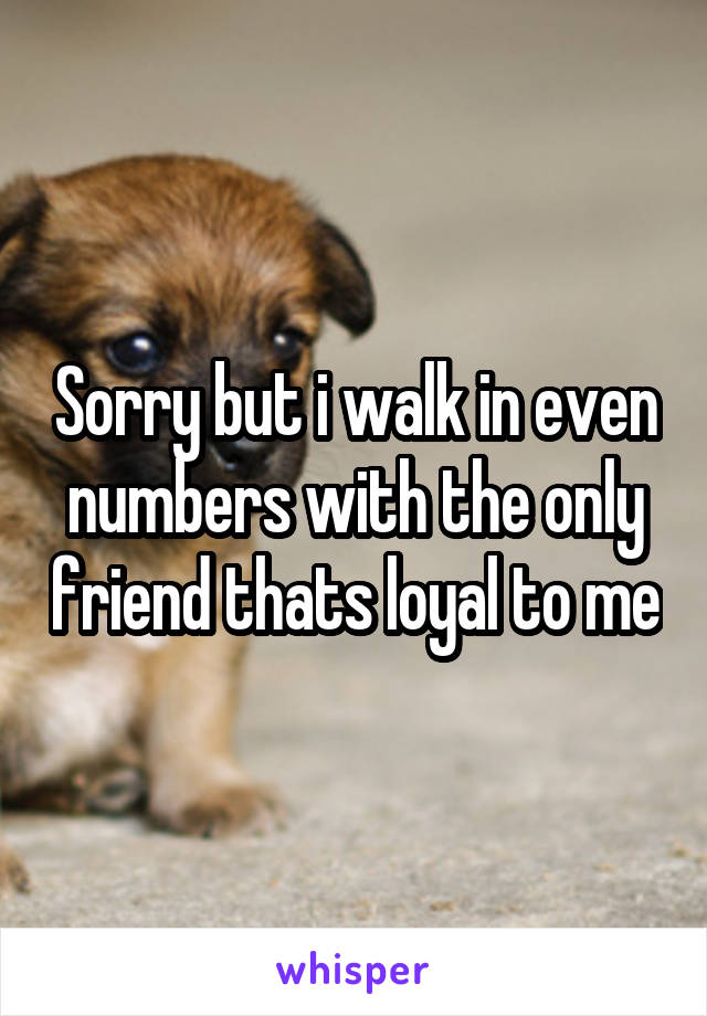 Sorry but i walk in even numbers with the only friend thats loyal to me