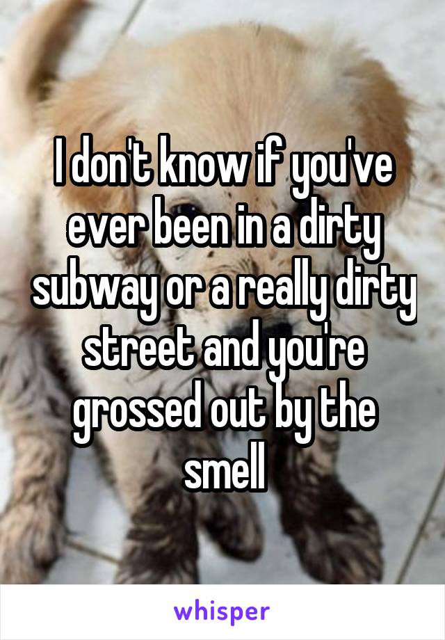 I don't know if you've ever been in a dirty subway or a really dirty street and you're grossed out by the smell