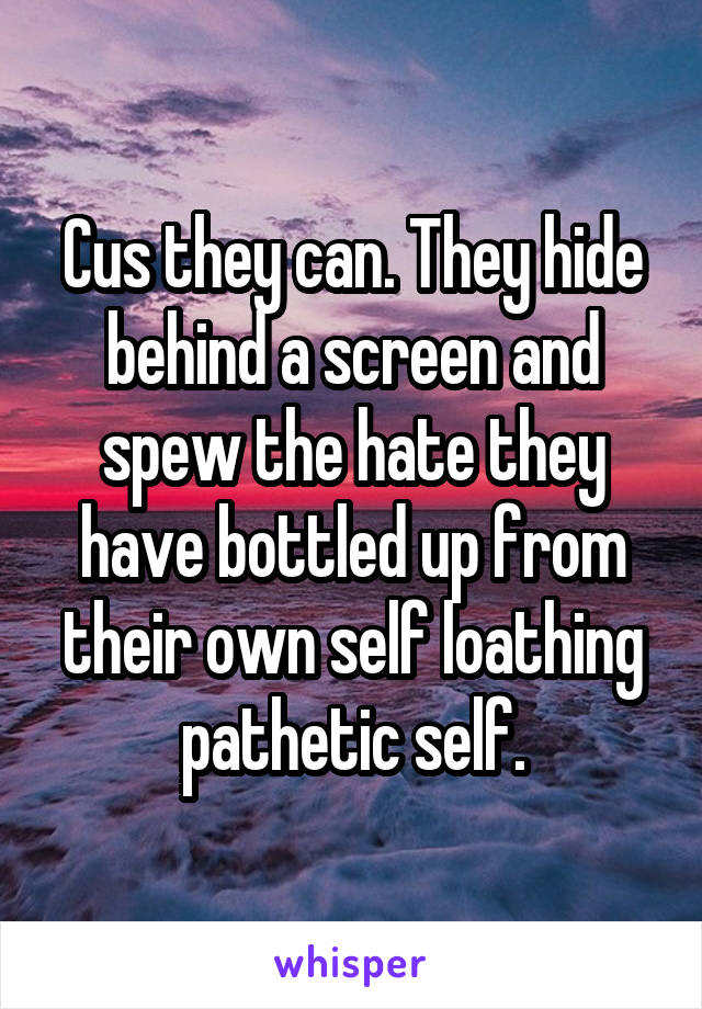 Cus they can. They hide behind a screen and spew the hate they have bottled up from their own self loathing pathetic self.