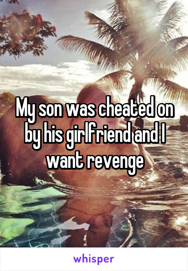 My son was cheated on by his girlfriend and I want revenge