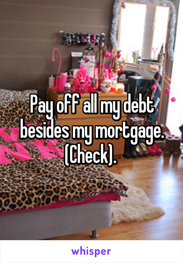 Pay off all my debt besides my mortgage. (Check). 