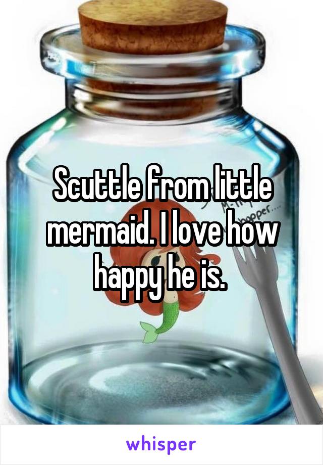 Scuttle from little mermaid. I love how happy he is. 