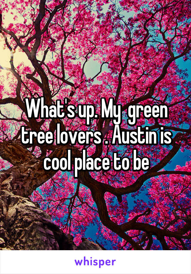 What's up. My  green tree lovers . Austin is cool place to be