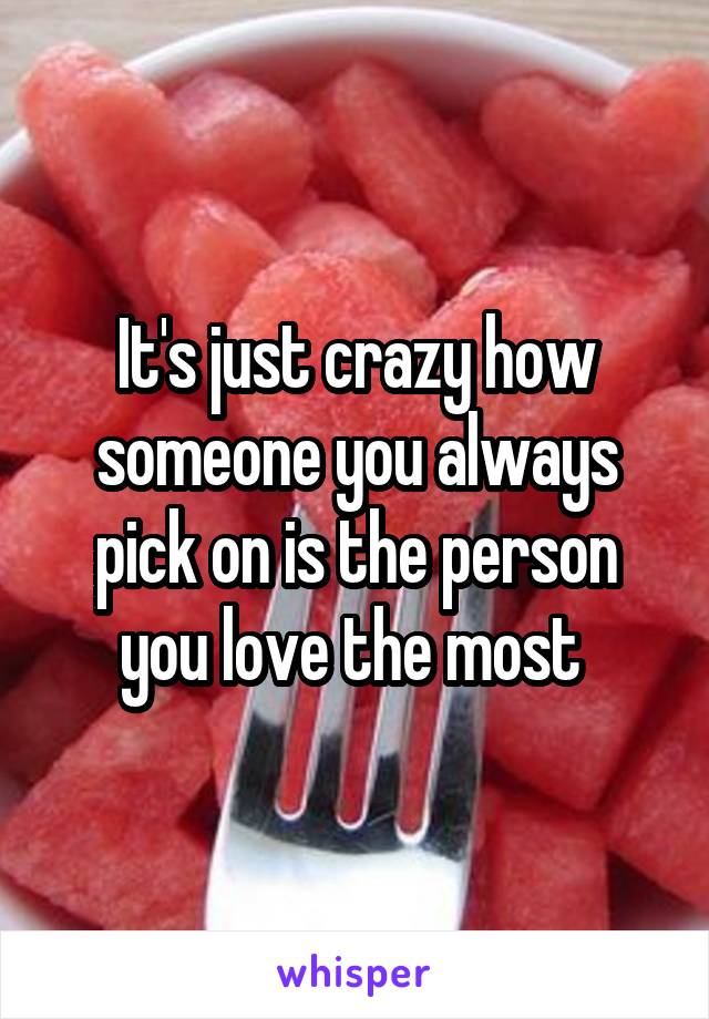 It's just crazy how someone you always pick on is the person you love the most 