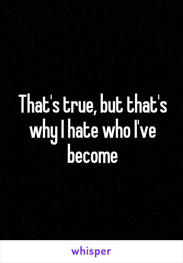 That's true, but that's why I hate who I've become
