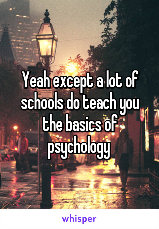 Yeah except a lot of schools do teach you the basics of psychology 